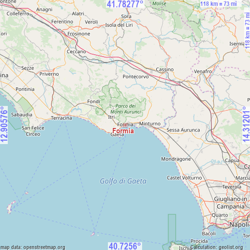 Formia on map