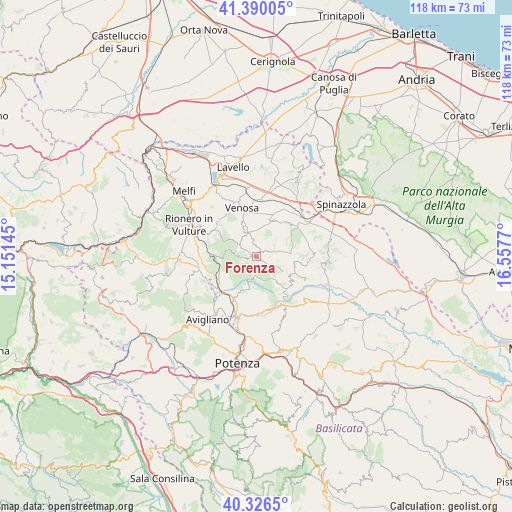 Forenza on map