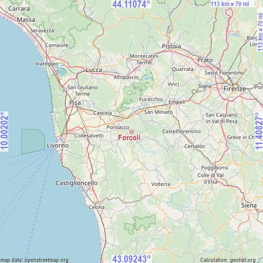 Forcoli on map