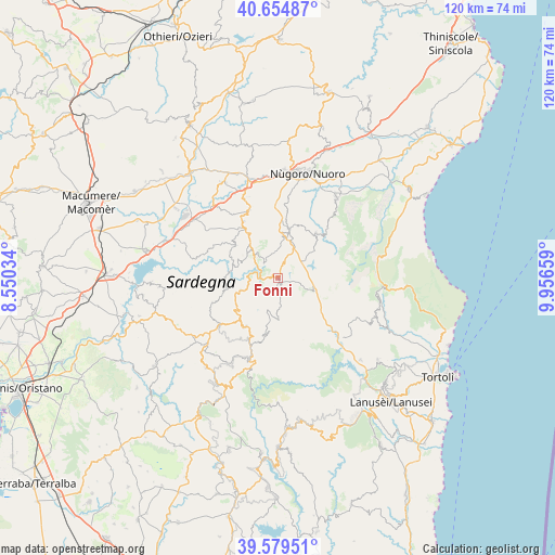 Fonni on map