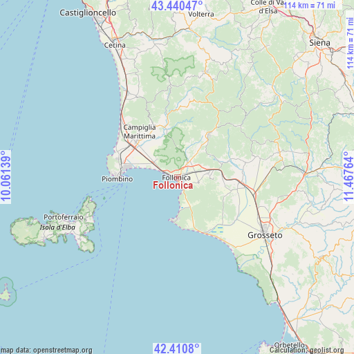 Follonica on map