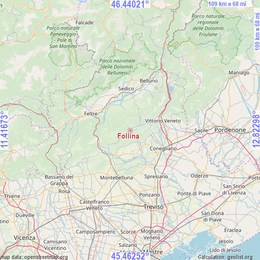 Follina on map