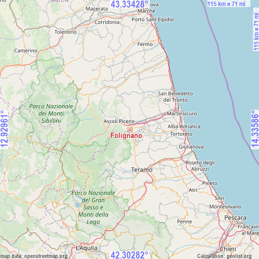 Folignano on map