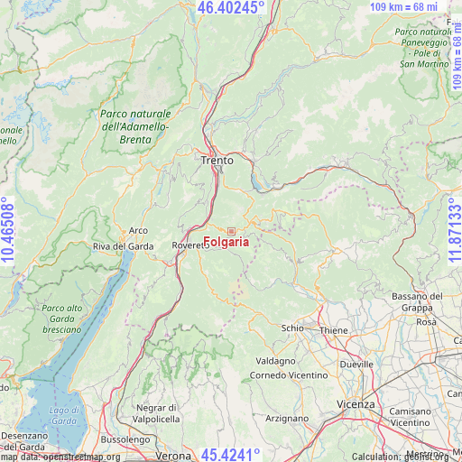 Folgaria on map