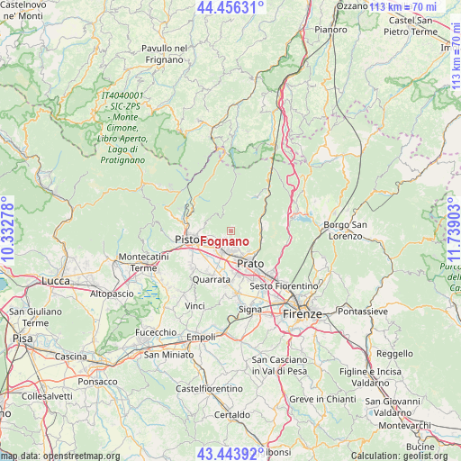 Fognano on map