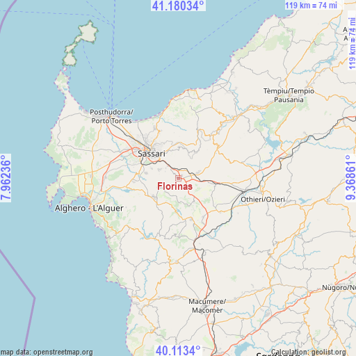 Florinas on map