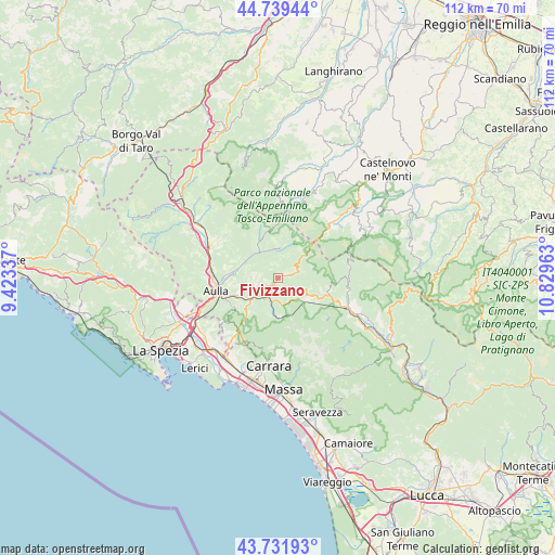 Fivizzano on map