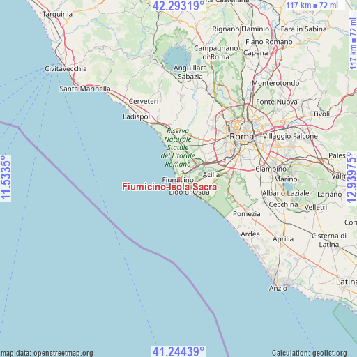 Fiumicino-Isola Sacra on map