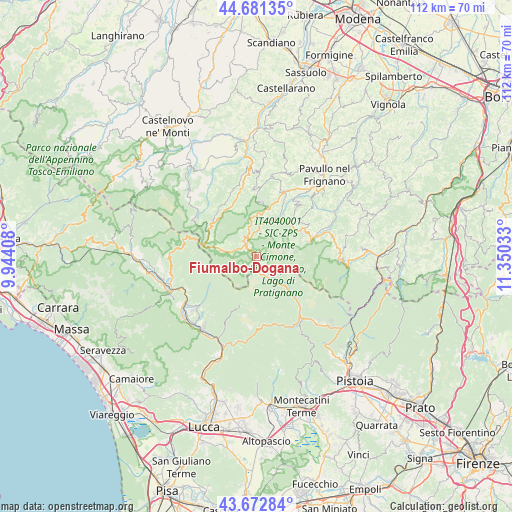 Fiumalbo-Dogana on map