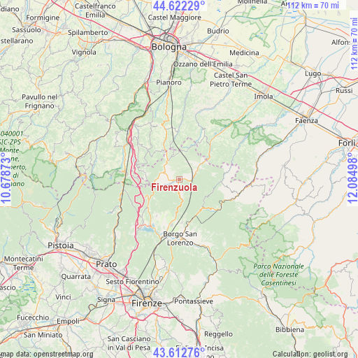 Firenzuola on map