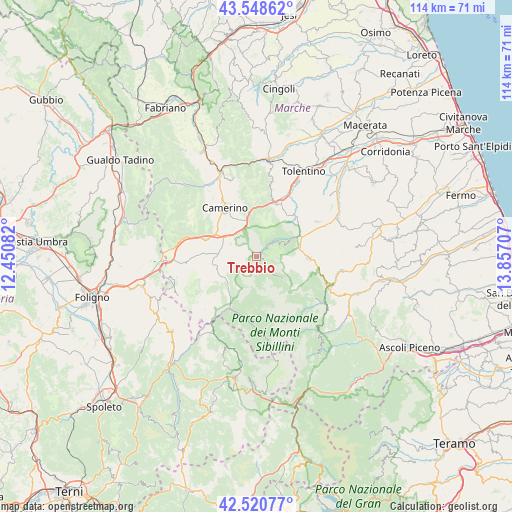 Trebbio on map