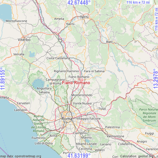 Fiano Romano on map