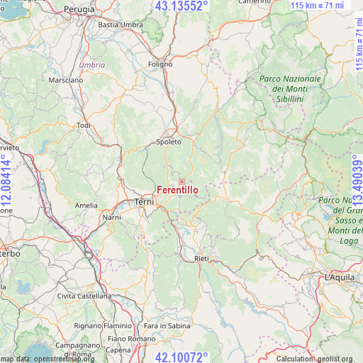 Ferentillo on map