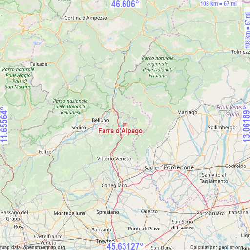 Farra d'Alpago on map