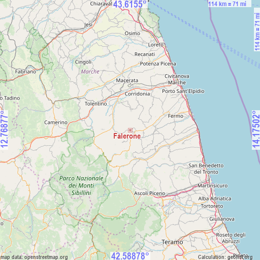 Falerone on map