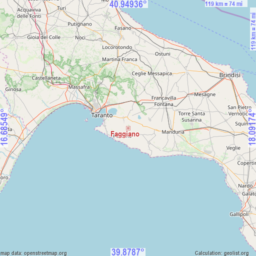 Faggiano on map