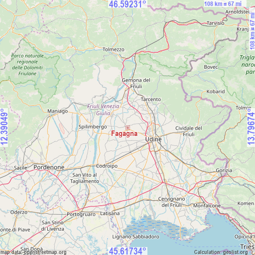 Fagagna on map