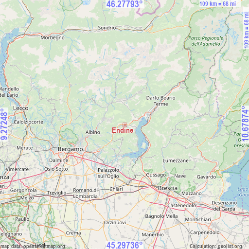 Endine on map