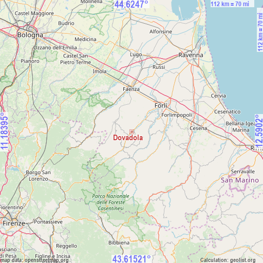 Dovadola on map