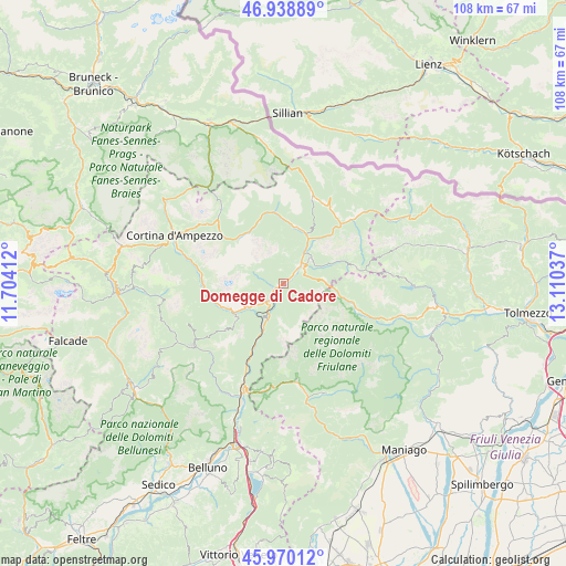 Domegge di Cadore on map