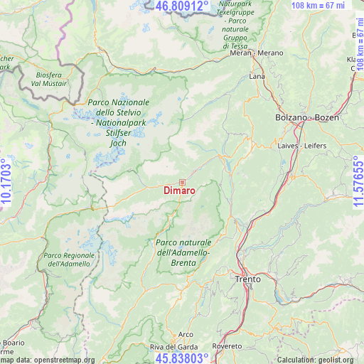 Dimaro on map