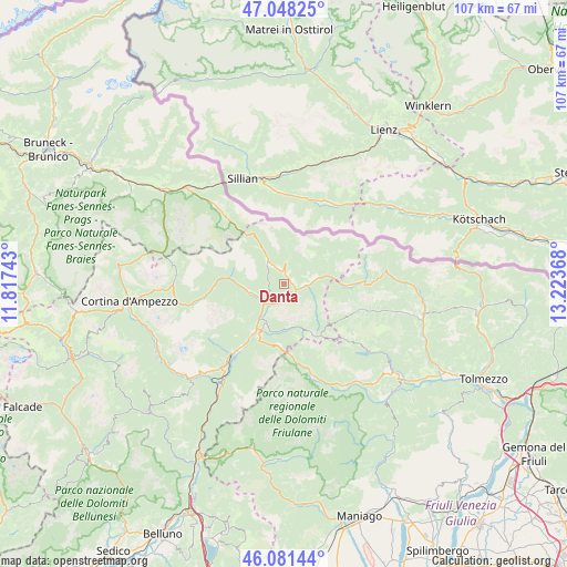 Danta on map