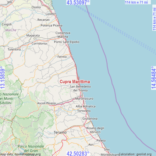 Cupra Marittima on map