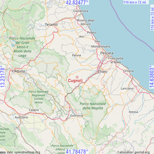 Cugnoli on map