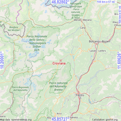 Croviana on map