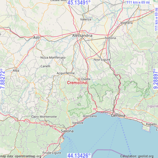 Cremolino on map