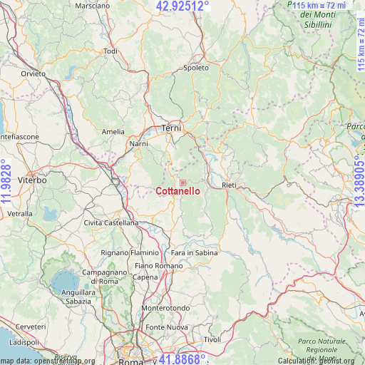 Cottanello on map