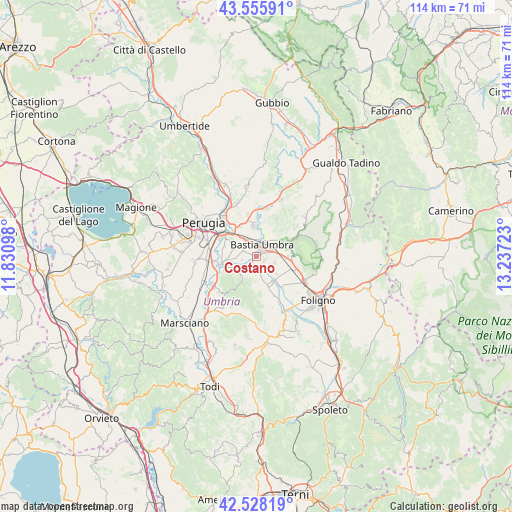 Costano on map