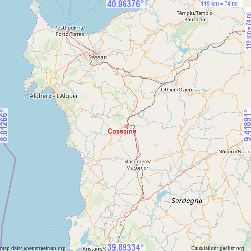 Cossoine on map