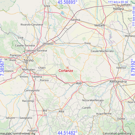 Cortanze on map