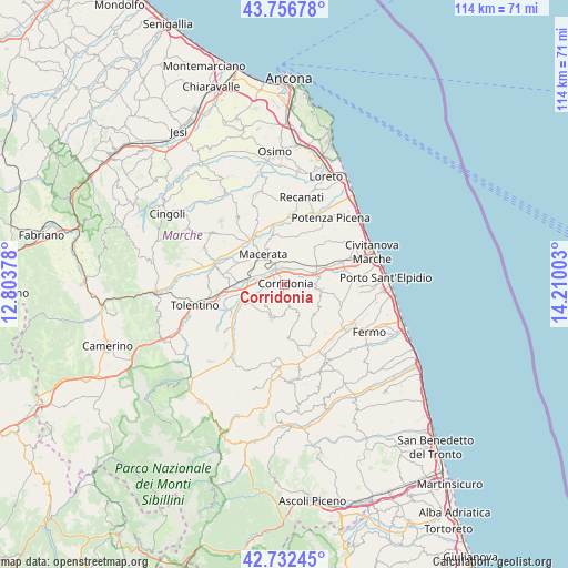 Corridonia on map