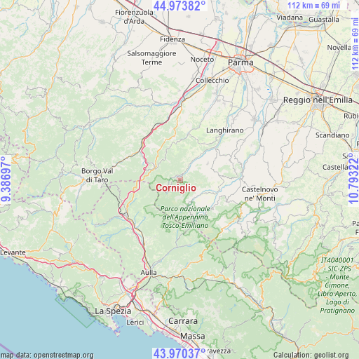 Corniglio on map