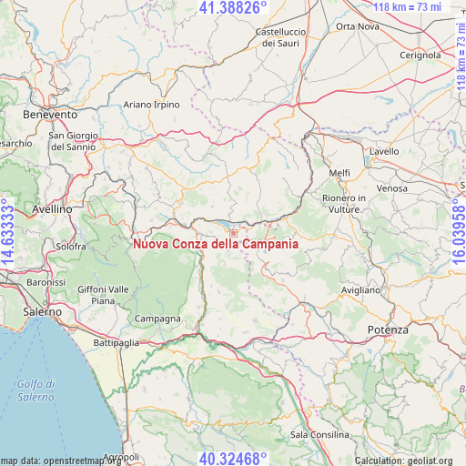 Nuova Conza della Campania on map