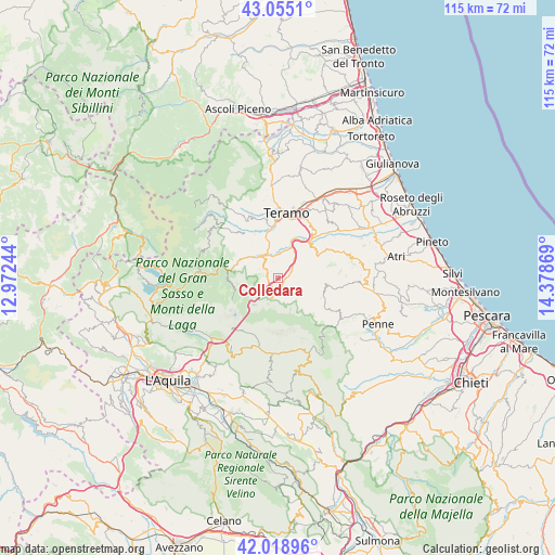 Colledara on map