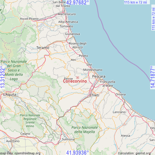 Collecorvino on map