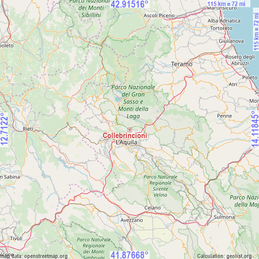 Collebrincioni on map