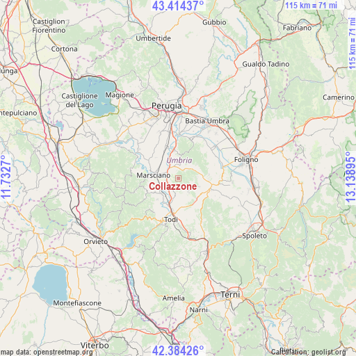 Collazzone on map