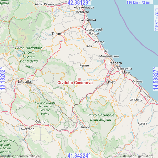 Civitella Casanova on map