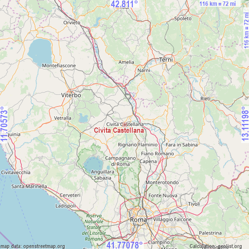Civita Castellana on map
