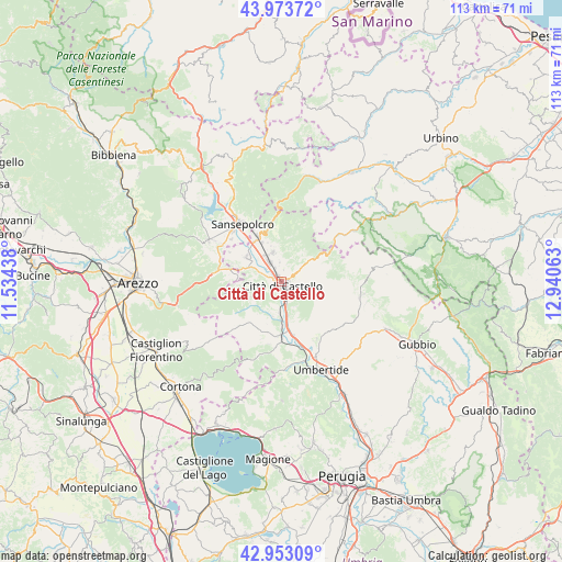 Città di Castello on map