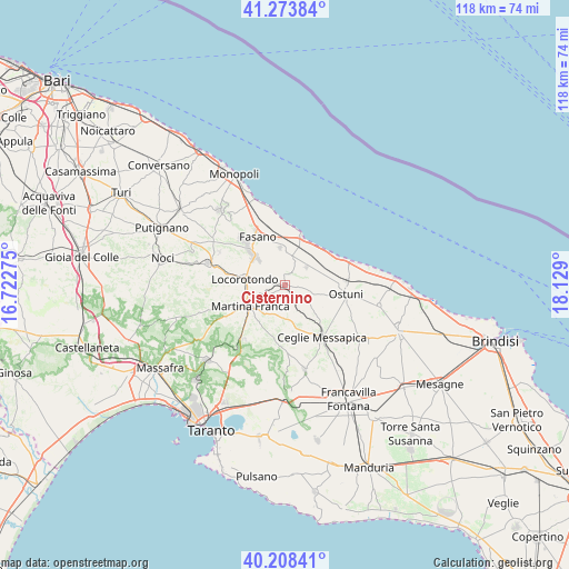 Cisternino on map