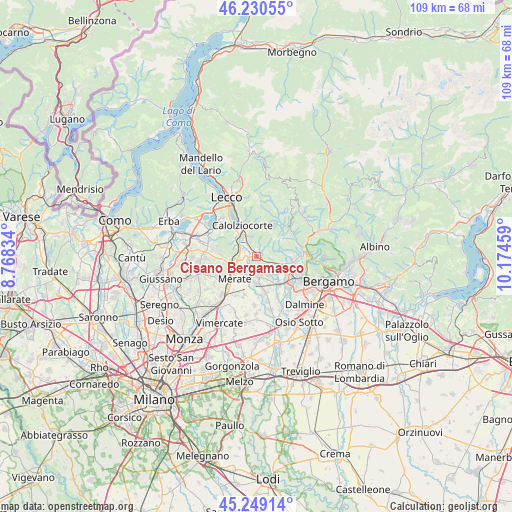 Cisano Bergamasco on map