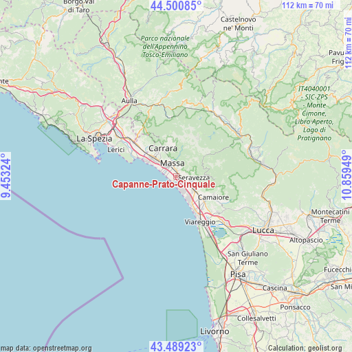 Capanne-Prato-Cinquale on map