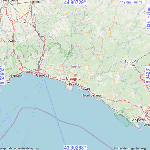 Cicagna on map