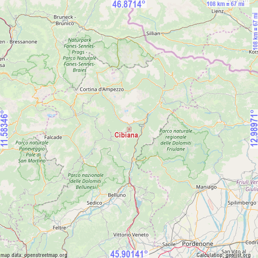 Cibiana on map