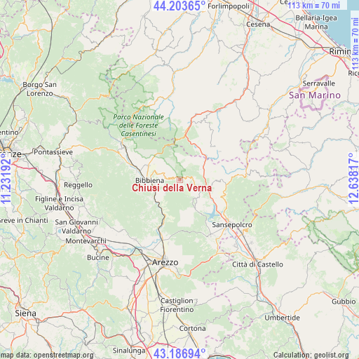 Chiusi della Verna on map